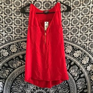 Red sleeveless blouse by Express